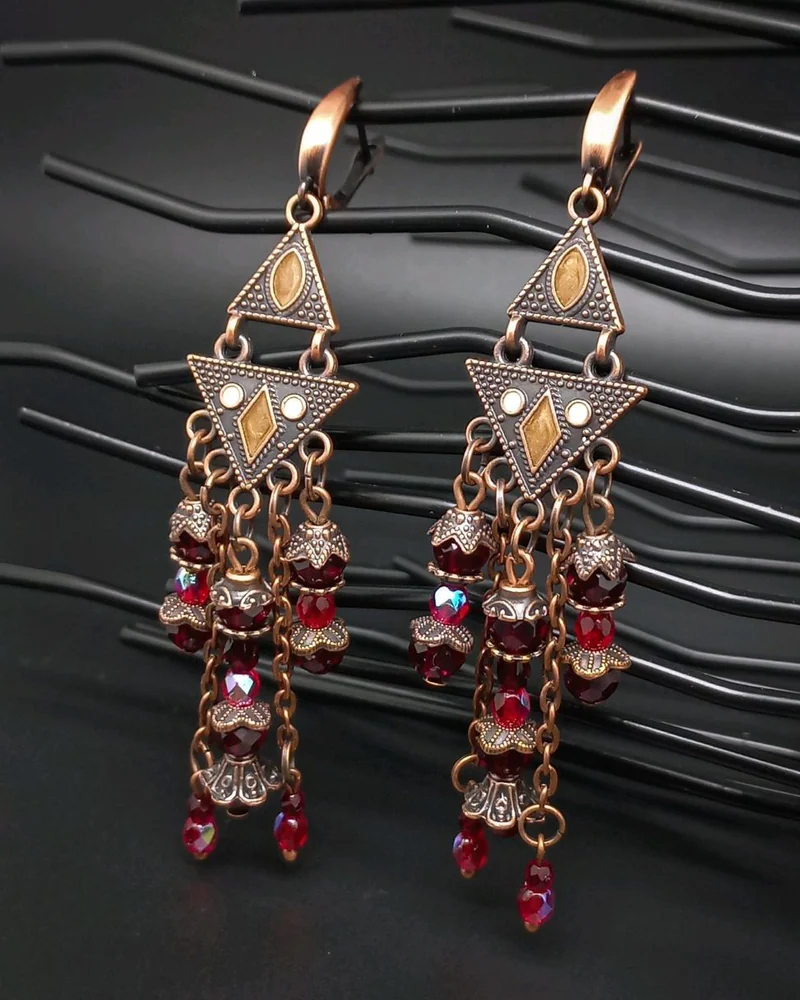 Серьги Кара с чешскими бусинами из стекла