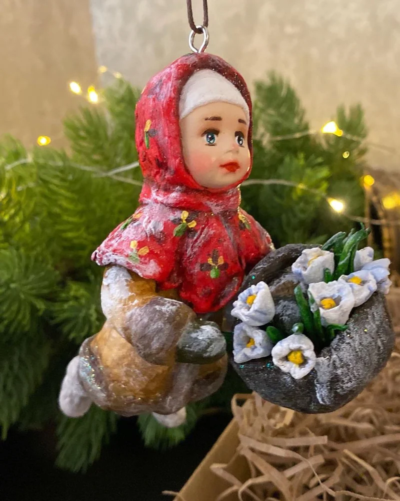 Елочная игрушка из ваты