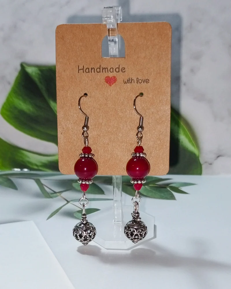 Серьги "Red dream" с бусинами коралла