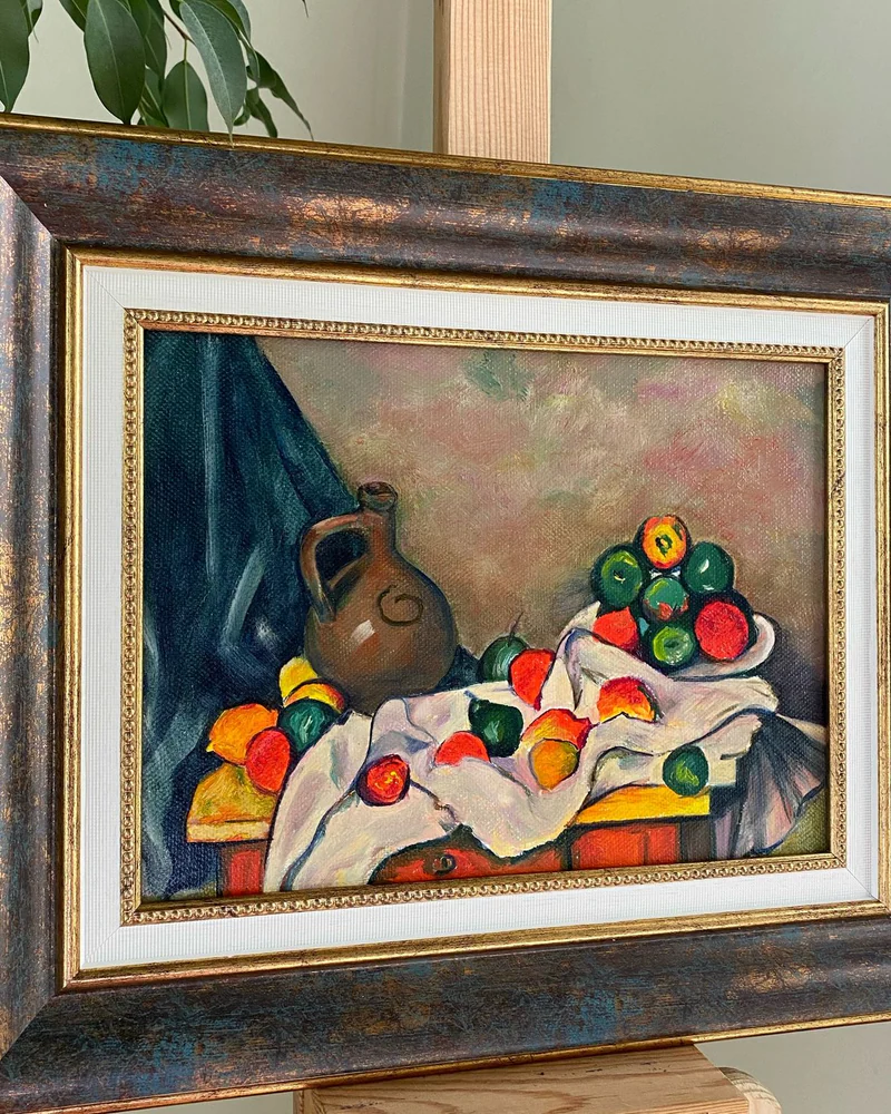 Копия маслом: П. Сезанн, натюрморт 30×35 см — Оригинал