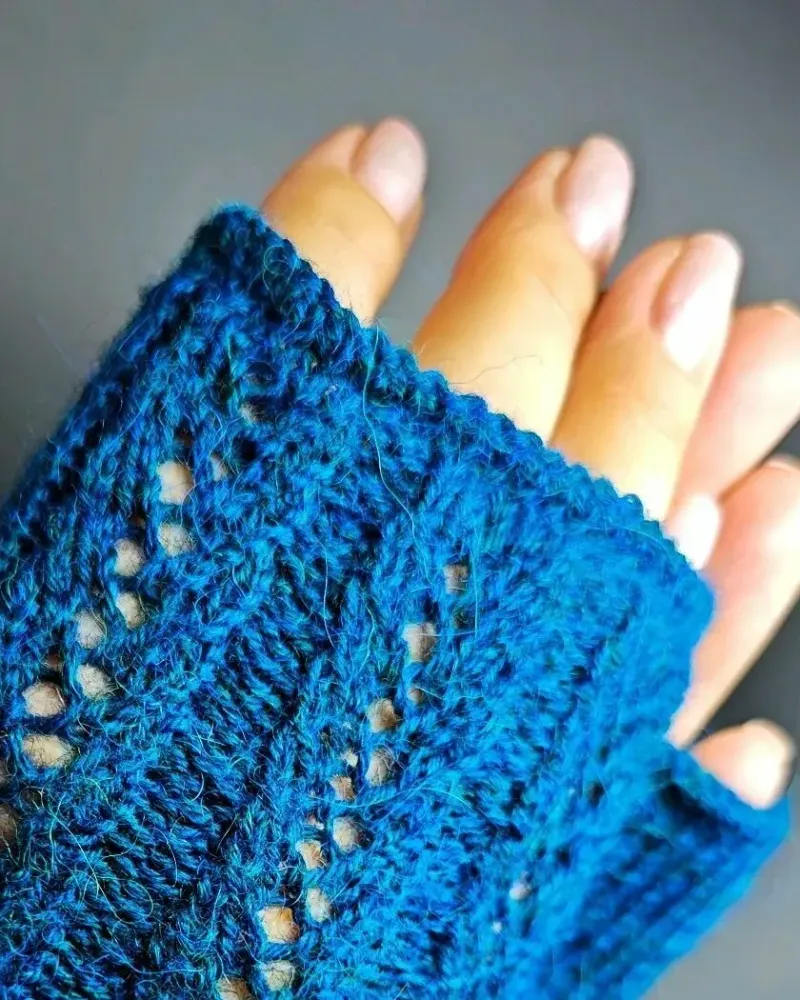 Ажурные митенки из мериноса — Синие — Синие