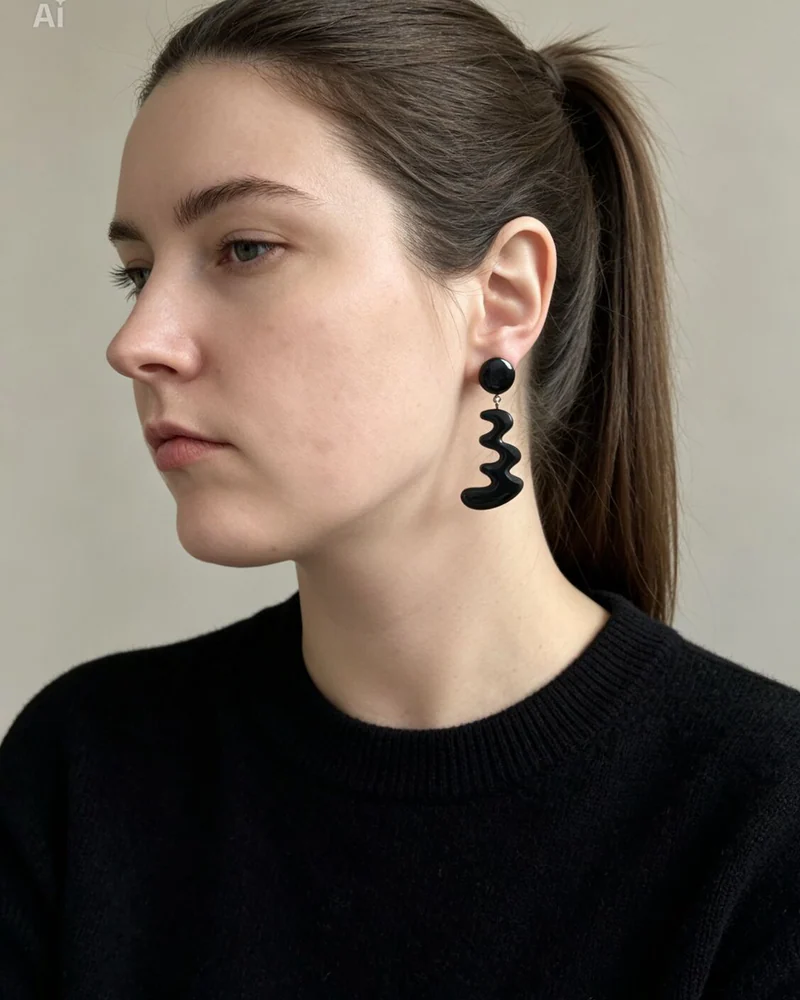 Крупные серьги из дерева. Зигзаги
