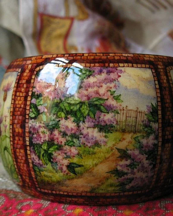 Браслет с росписью Летние картинки