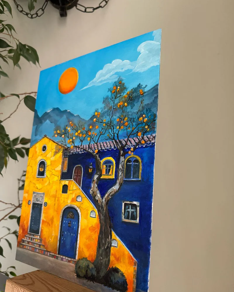 Картина маслом пейзаж Южный дворик 34×44 см — Оригинал