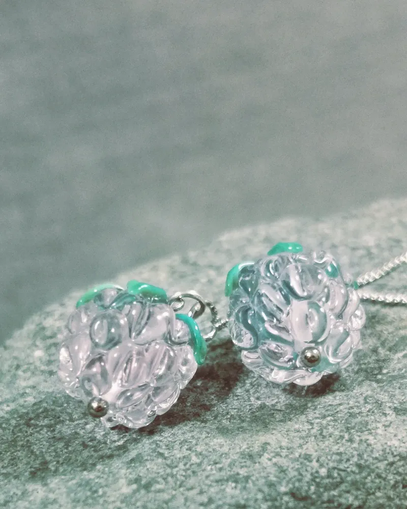 Серьги «Малинки» из стекла — Хрустальные