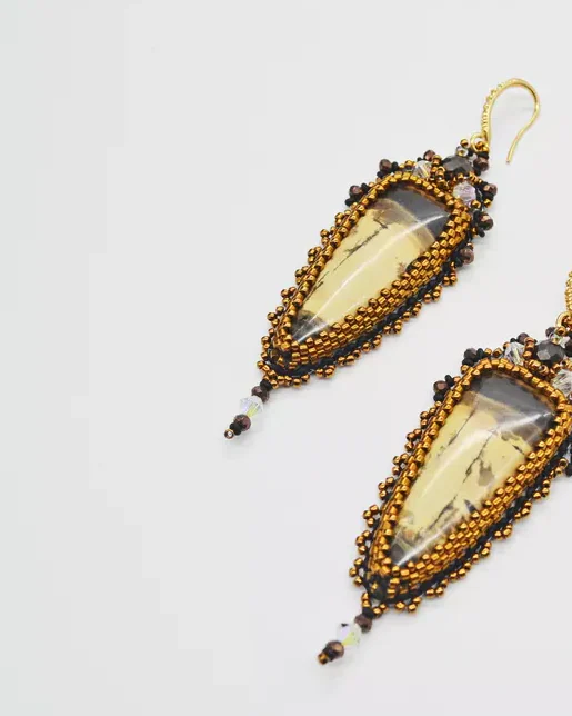 Авторские серьги с яшмой и Swarovski