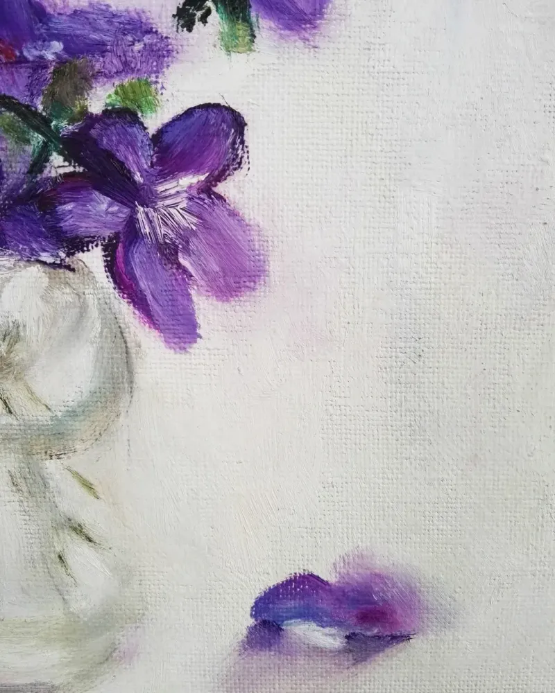 Букет фиалок. Картина маслом 20×20 см — 20×20 см