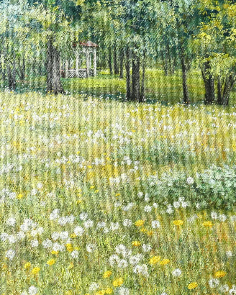 Время одуванчиков. Картина холст масло