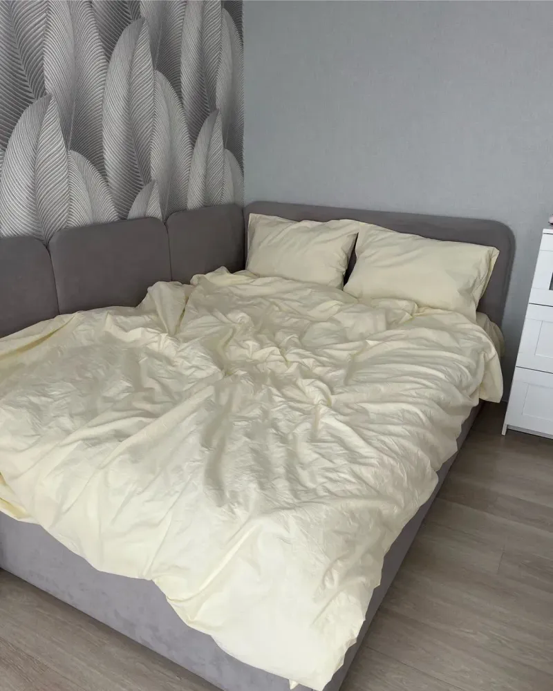 Постельное бельё из варёного хлопка, 100% хлопок, сливочный
