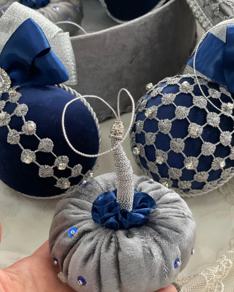 Ёлочные шары Новогодние игрушки Набор ёлочных игрушек Морозные узоры — синий