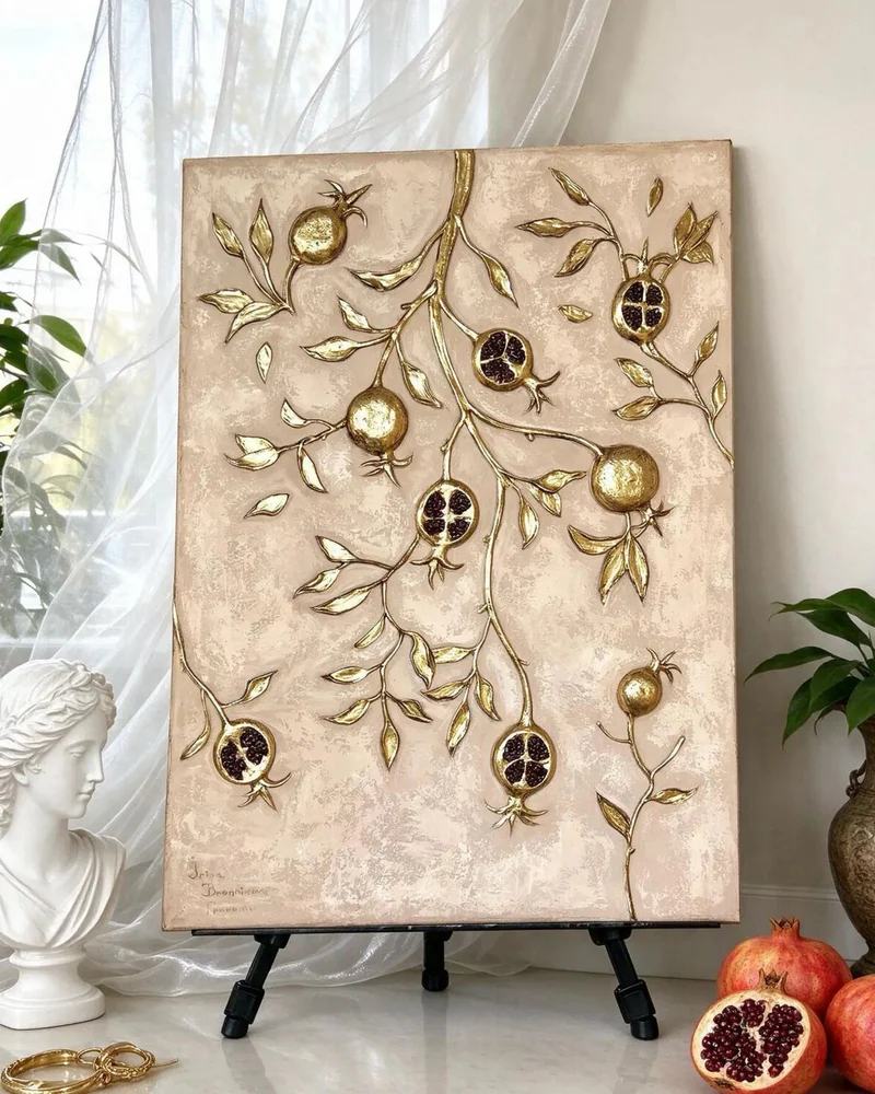 Картина «Гранаты», 70×50 см, бежевая