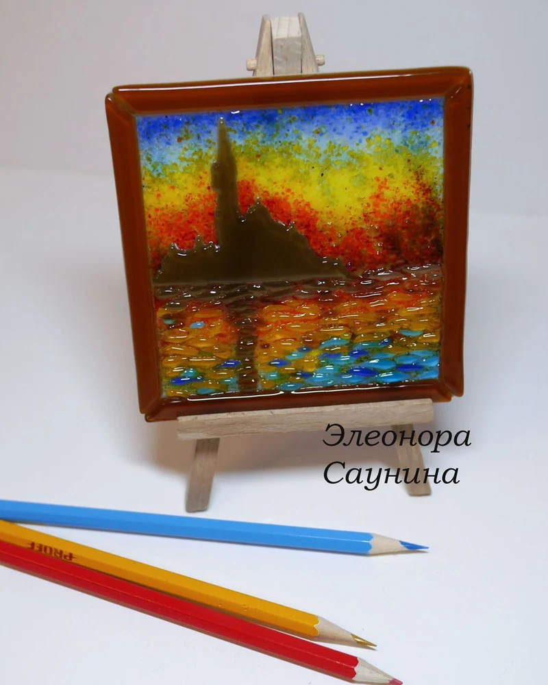 Миниатюрная картина из стекла фьюзинг Клод Моне