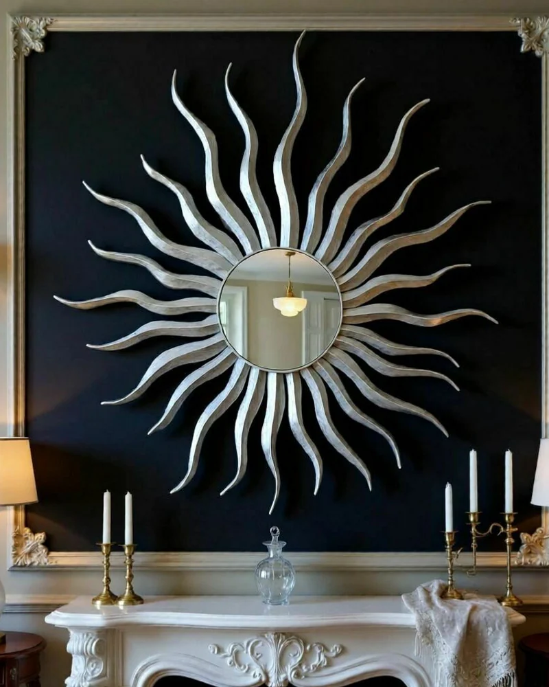 Зеркало-солнце Soleil 114×125 см — Серебро матовое