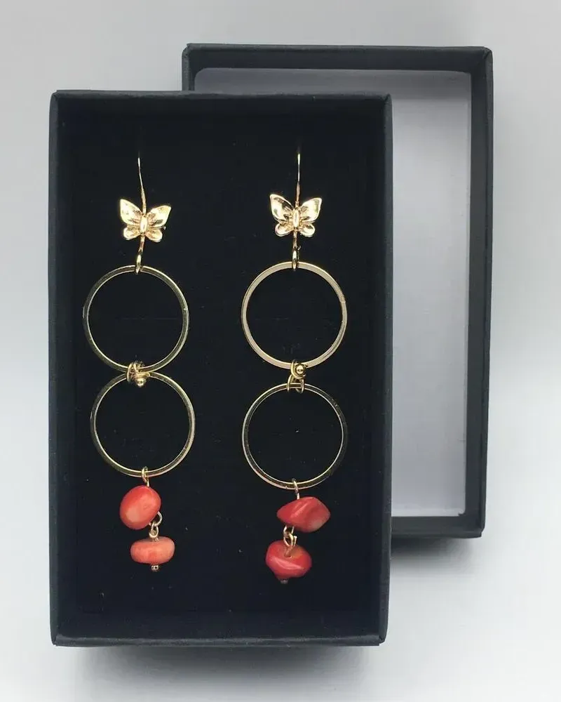 Серьги с натуральным кораллом «Вечное лето», коралловые — Коралловые