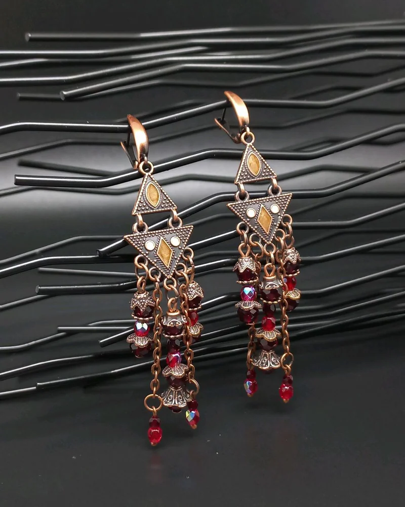 Серьги Кара с чешскими бусинами из стекла