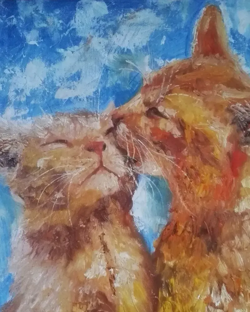 Поцелуй. Картина маслом 40×40 см — 40×40 см