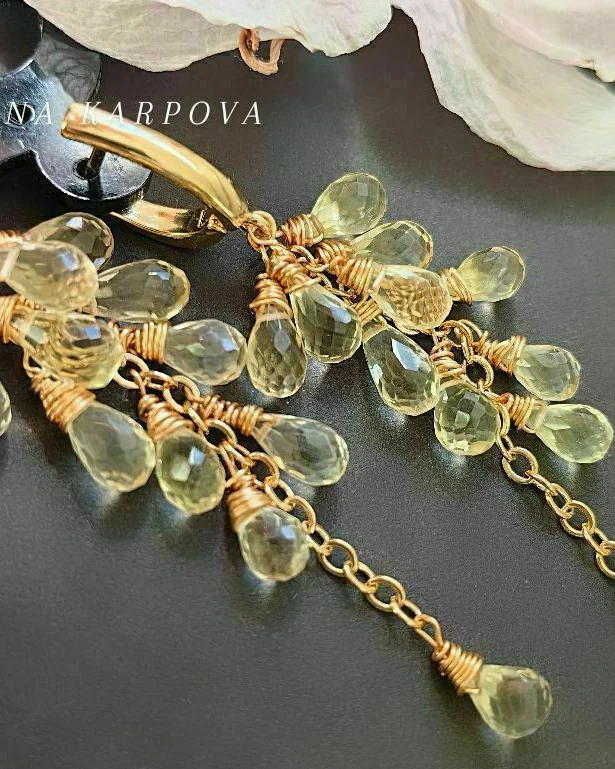 Серьги с лимонным топазом