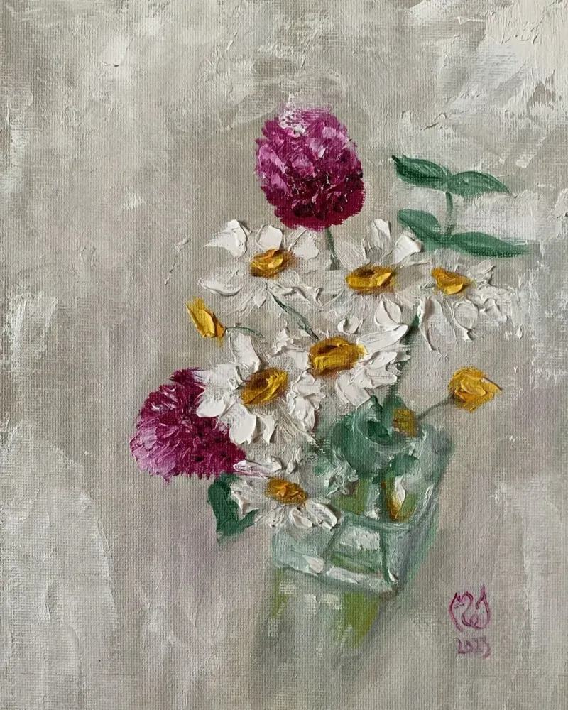 Ромашки. Картина маслом 23×29 см — 23×29 см