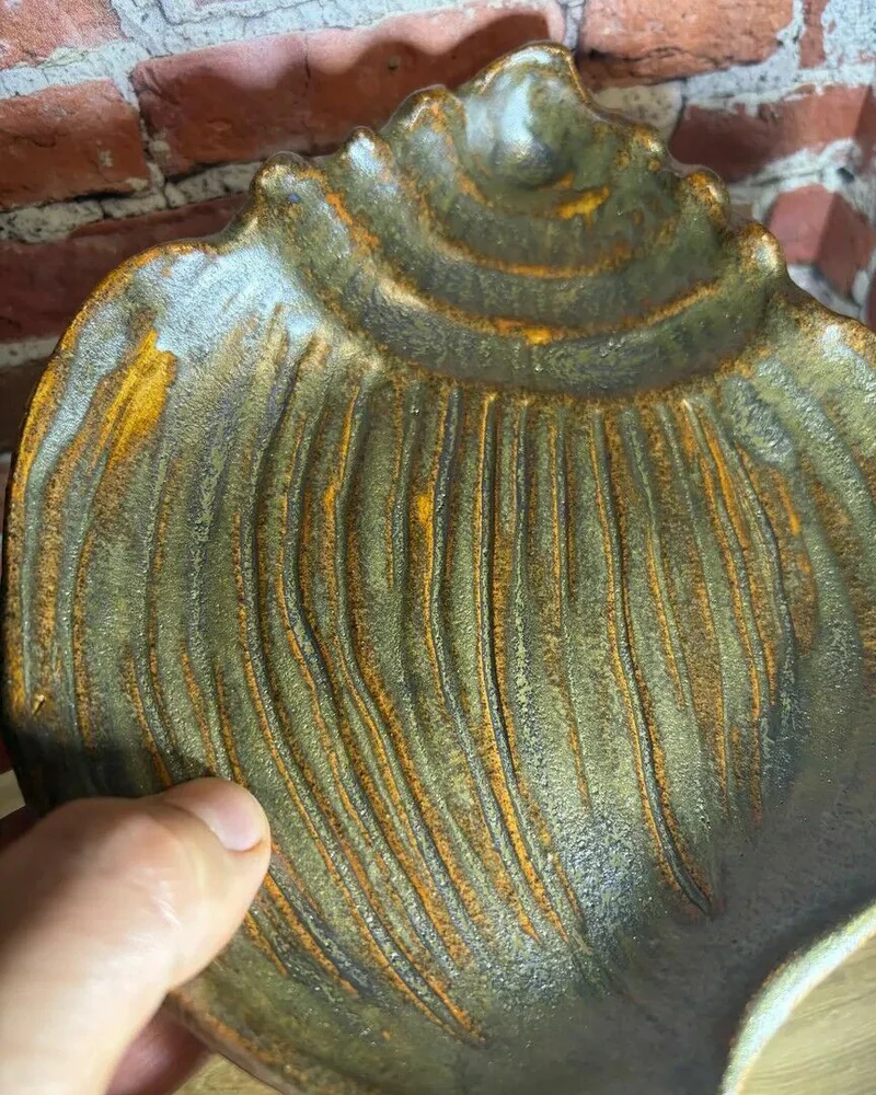 Поднос «Ракушка», карамельная глазурь, 19 × 15 см, ручная работа