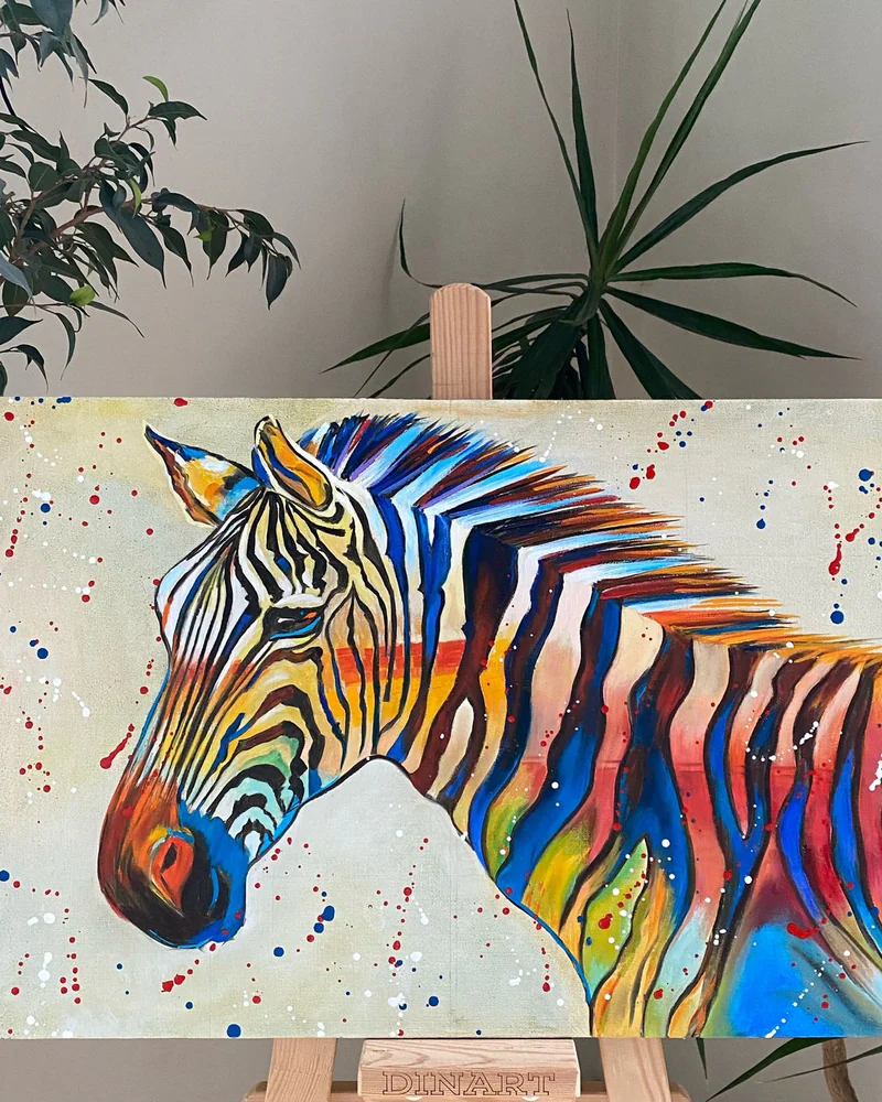 Картина маслом 40×60 см. Зебра. Поп-арт — Оригинал