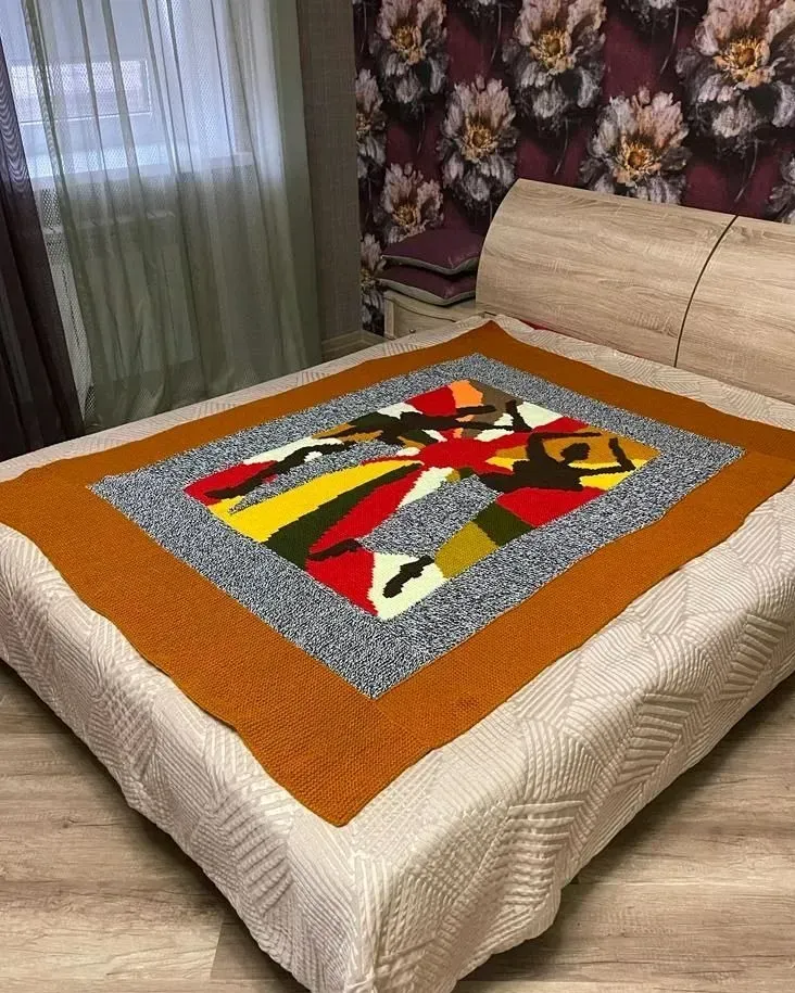 Вязаный плед в африканском стиле «Барокко» — 130×180 см