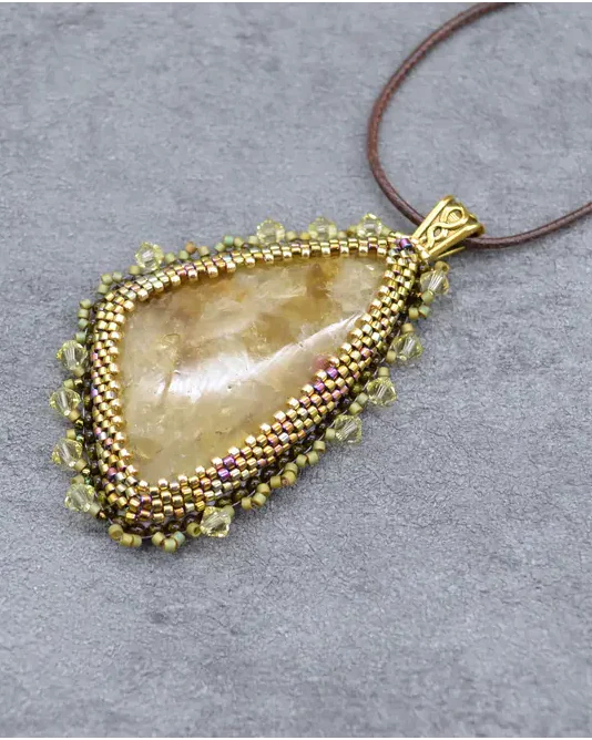 Кулон ручной работы с цитрином и Swarovski