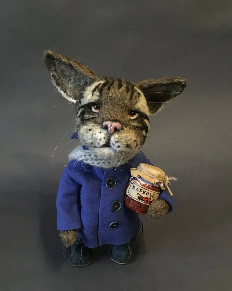 Кот Компот. Игрушка из шерсти. Войлочная игрушка