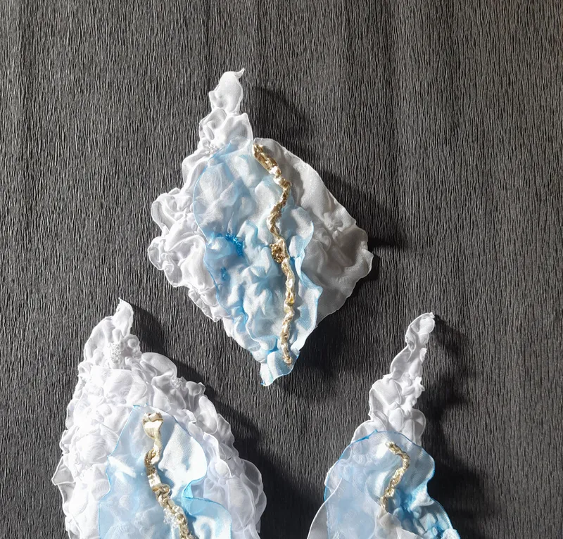 Броши из органзы "Морское трио"
