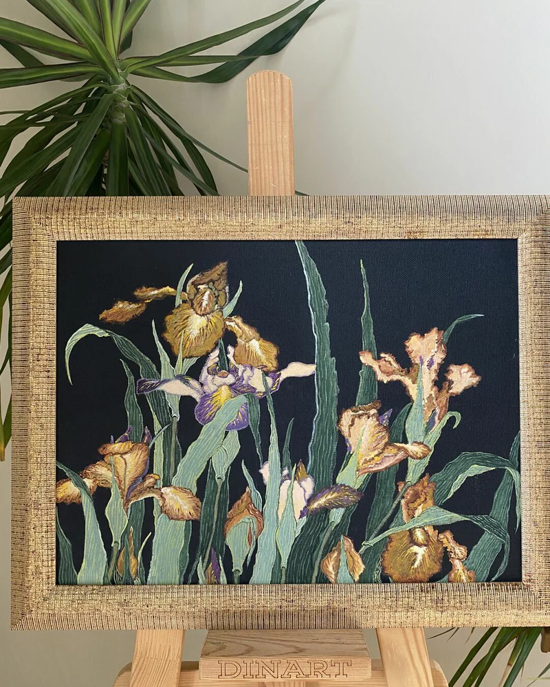 Картина маслом Цветы Ирисы. 36×47 см — Оригинал