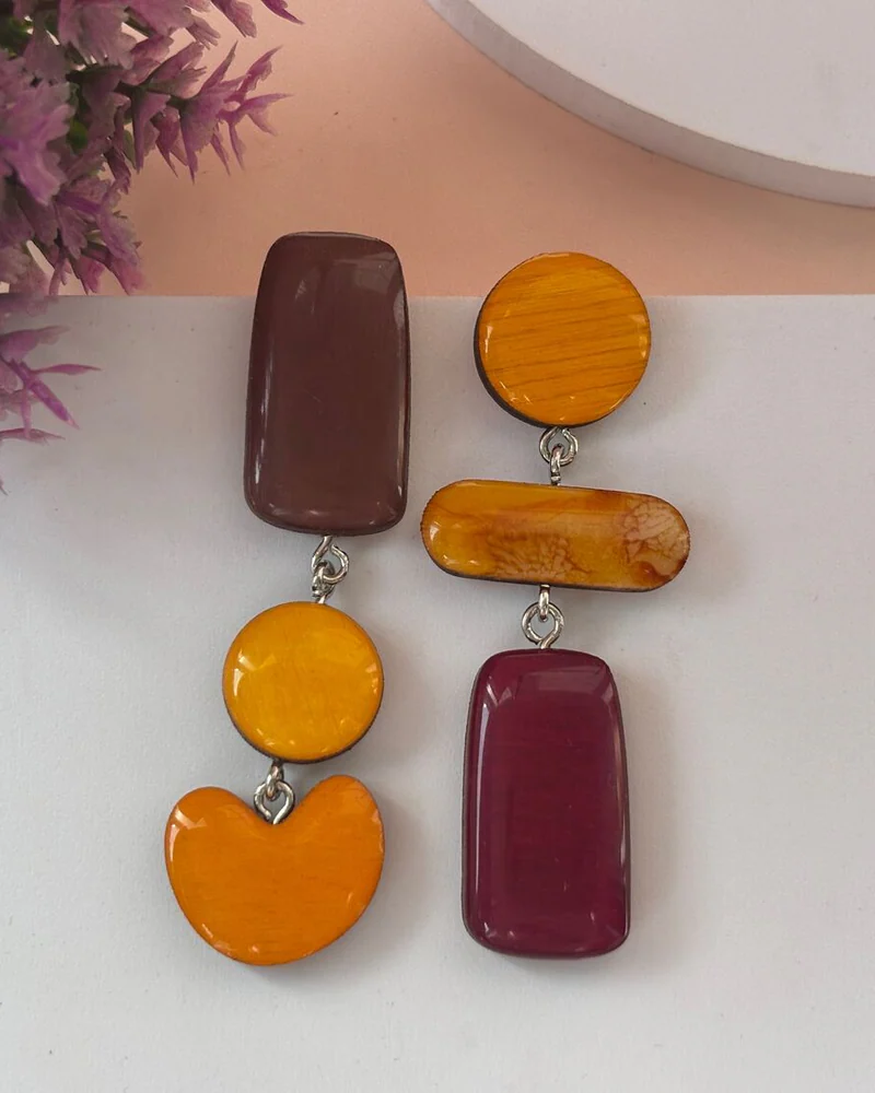 Серьги коричневые расписные