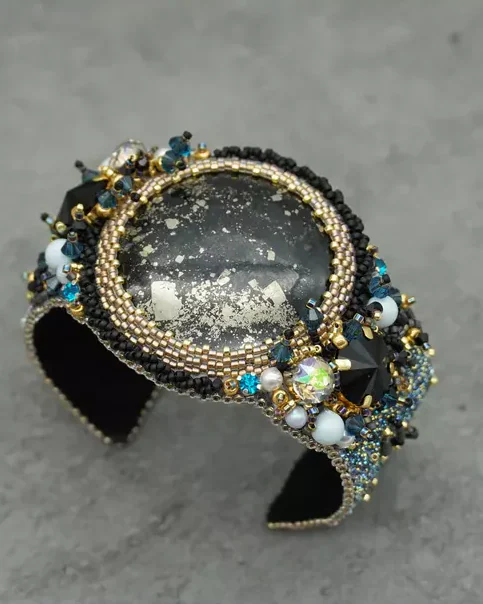 Авторский браслет с пиритом и Swarovski