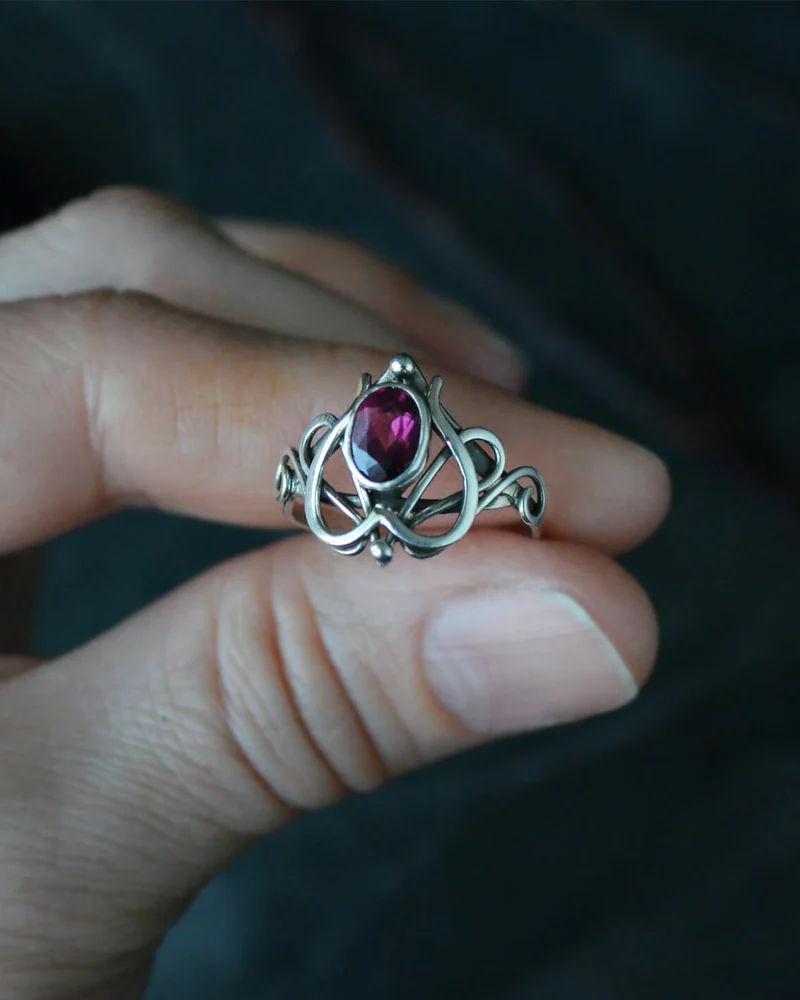Кольцо с гранатом Aqua Rouge (розовый камень)