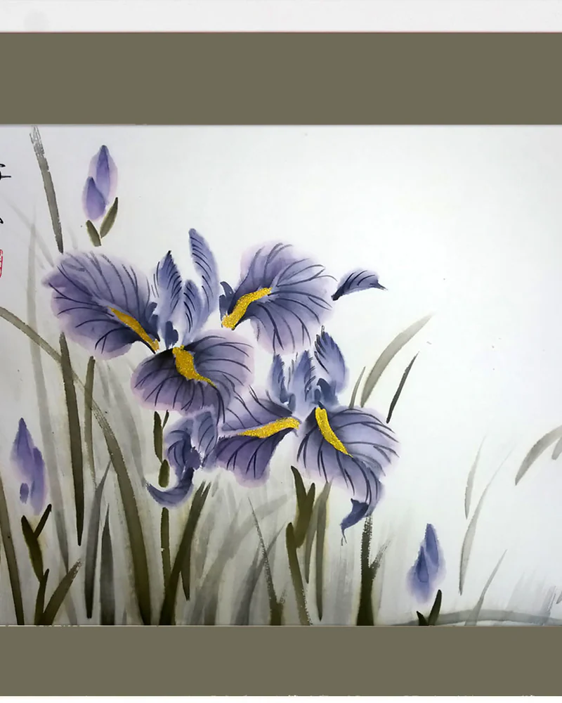 Картина Ирис японский, 50x40 весна лето фиолетовый синий