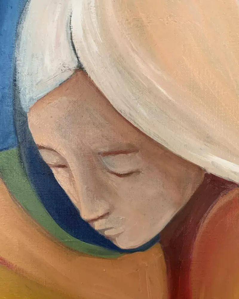Мама с младенцем. Картина маслом 80×100 см — 80×100 см