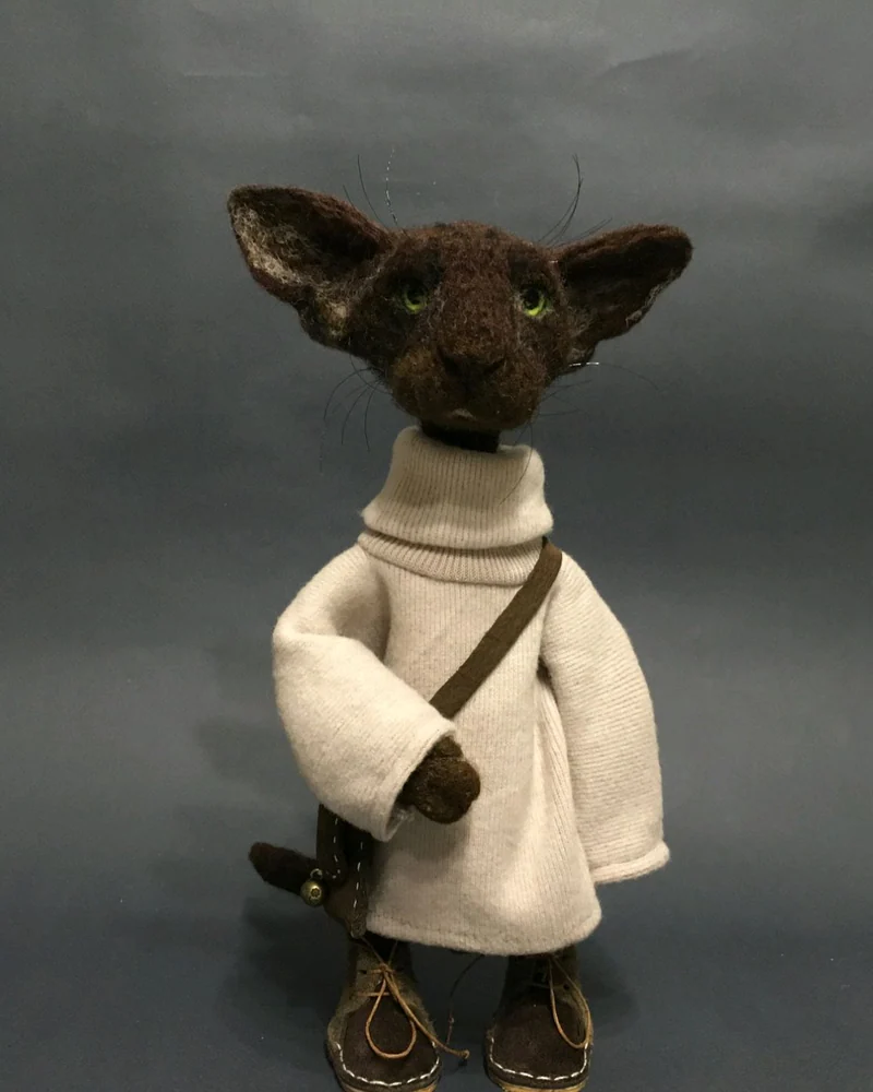Кошки ориентальные. Игрушки из шерсти
