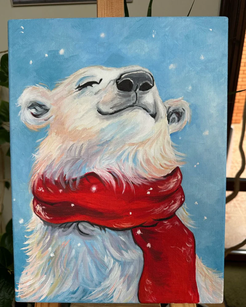 Картина маслом «Лю..», белый медведь, 30×40 см — Оригинал