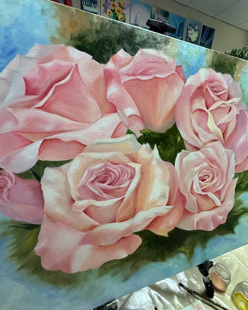 Розовые розы. 60*80 Масло, холст