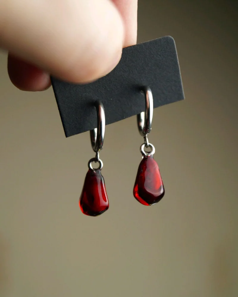 Серьги гранатовые зерна