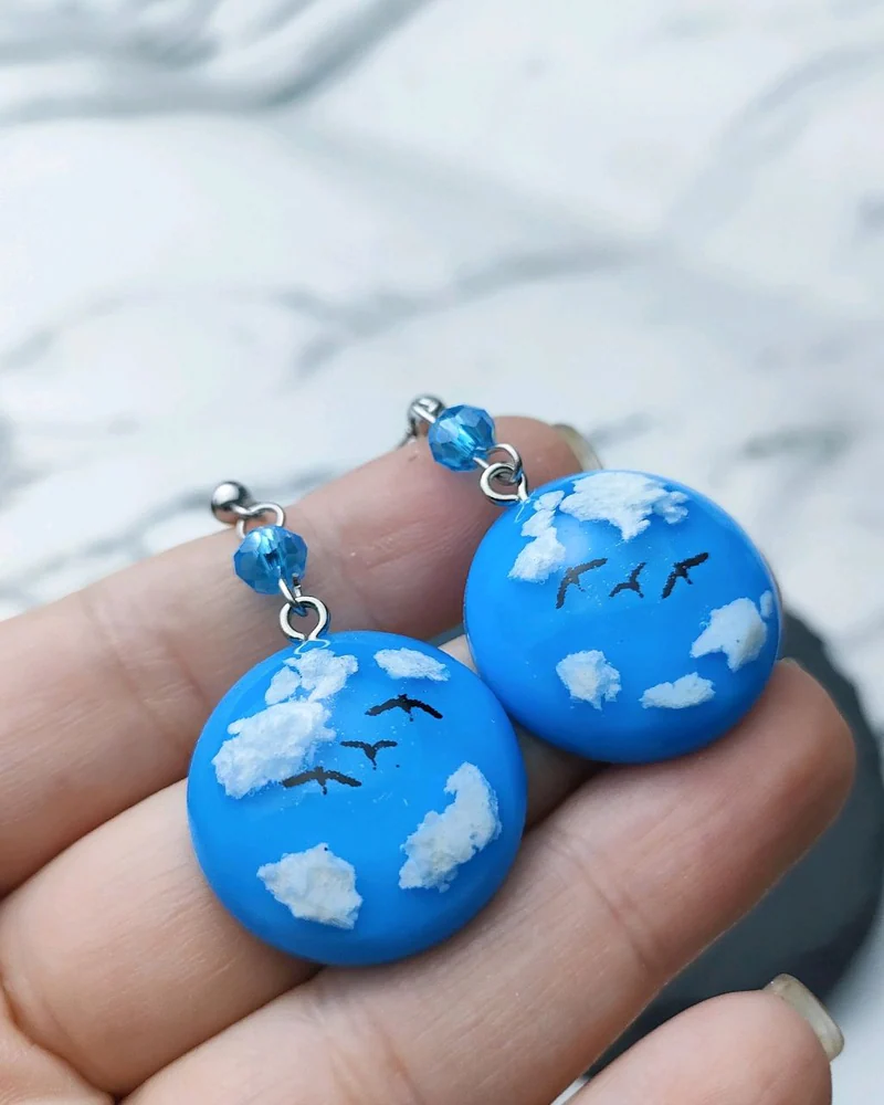 Серьги из эпоксидной смолы "Небеса"