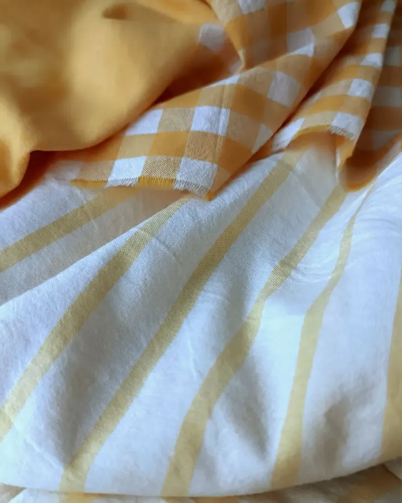 Постельное бельё из варёного хлопка, 100% хлопок, жёлтая полоска