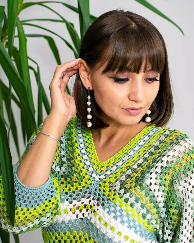 МОХИТО, ажурный джемпер из вискозы в этно стиле
