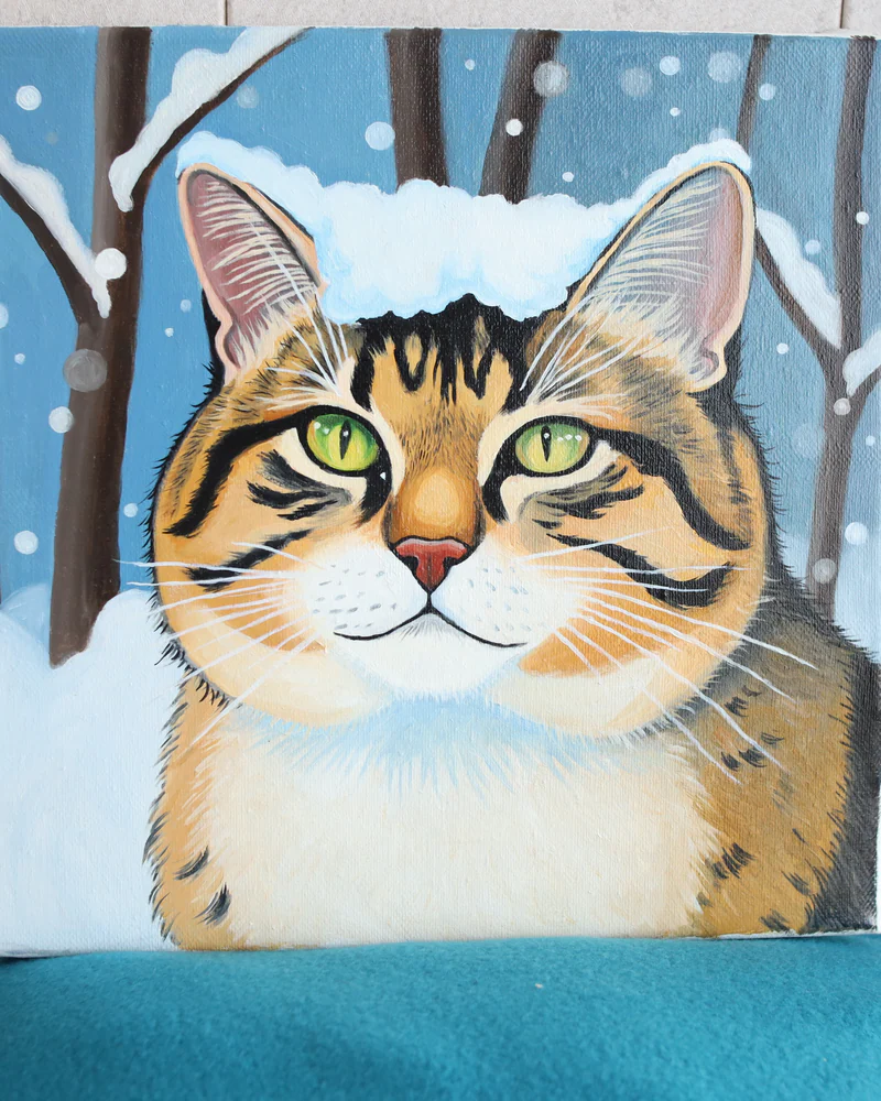 Картина с котом — Зимний кот