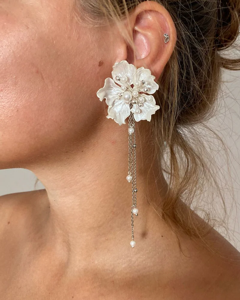 Серьги свадебные «Серебряное лето»