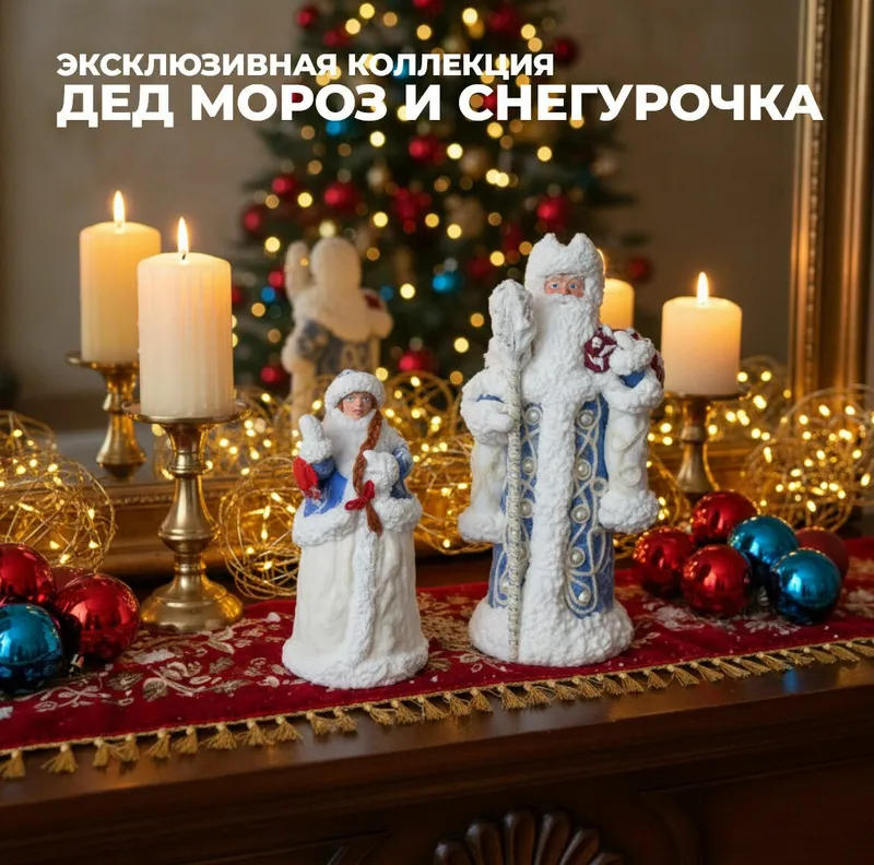 Ватные игрушки Дед Мороз и Снегурочка