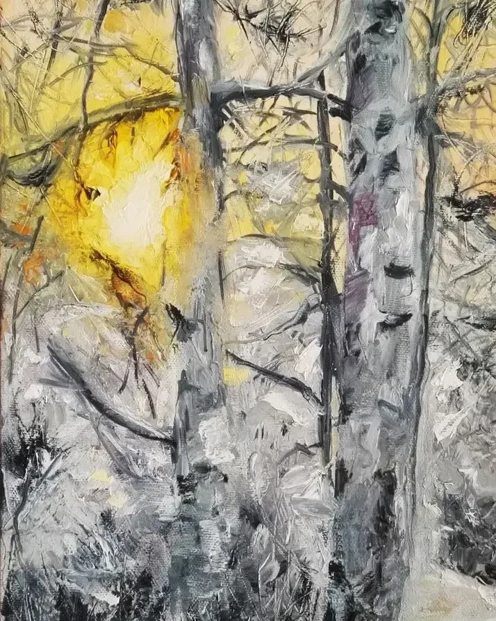Зимнее солнце. Картина маслом 30×60 см — 30×60 см