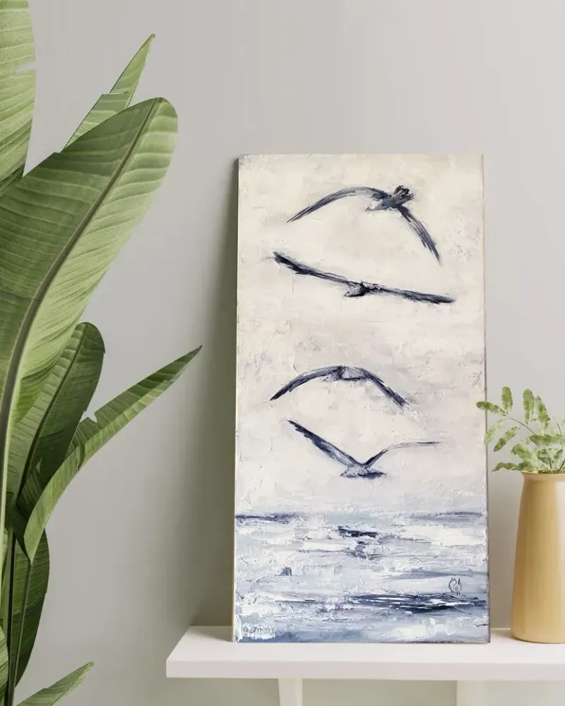 Чайки. Картина маслом 30×60 см — 30×60 см