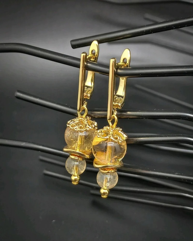 Серьги из цитрина жёлтый золотой