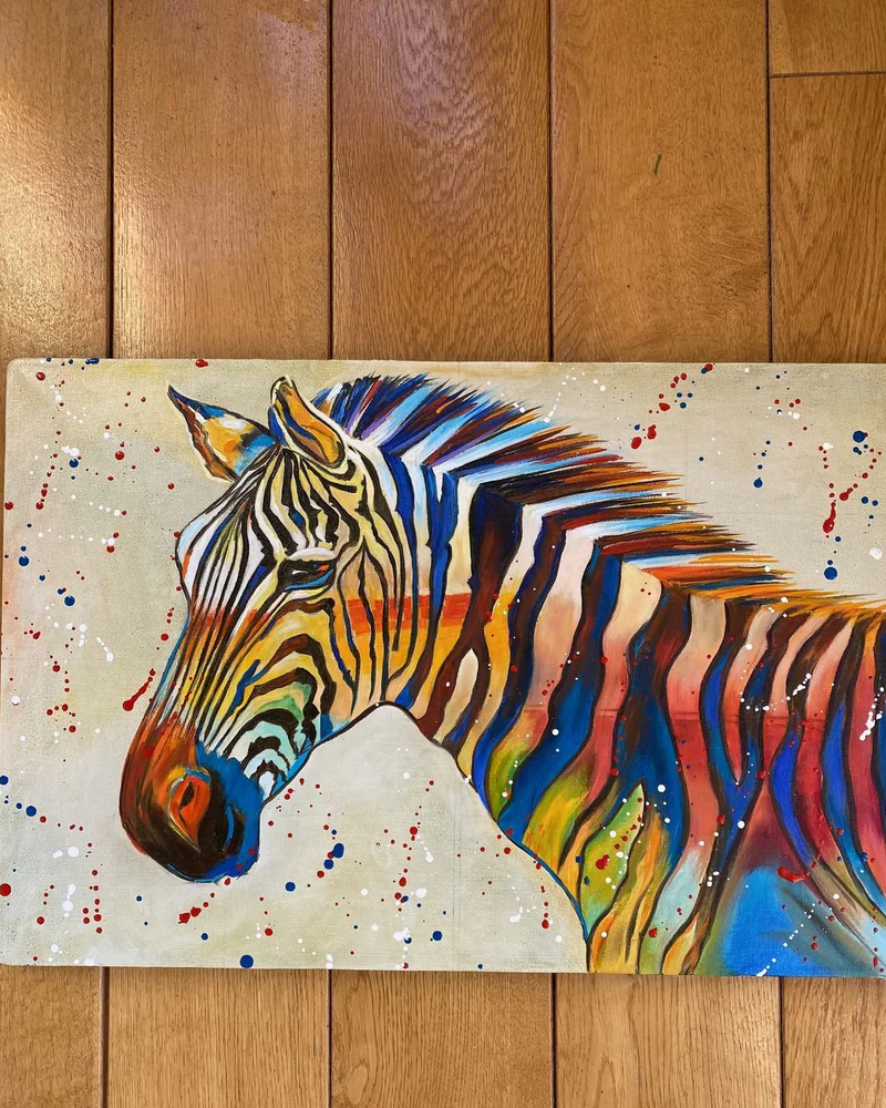 Картина маслом 40×60 см. Зебра. Поп-арт — Оригинал