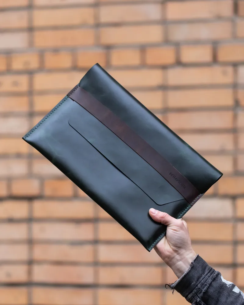 Кожаный чехол-папка для ноутбука MacBook 13 14 дюймов — Зелёный