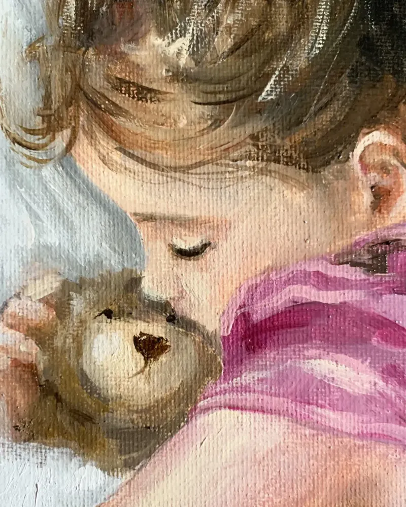 Спящая девочка. Картина маслом 30×30 см — 30×30 см